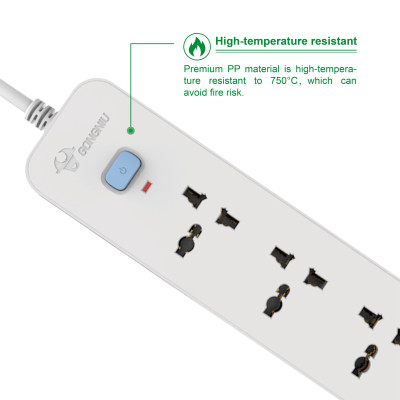 Ổ Cắm Điện Gongniu 4 Ổ Đa Năng 1 Công Tắc – Công Suất 10A/250/2500W – Trắng – Chính Hãng (N1040)