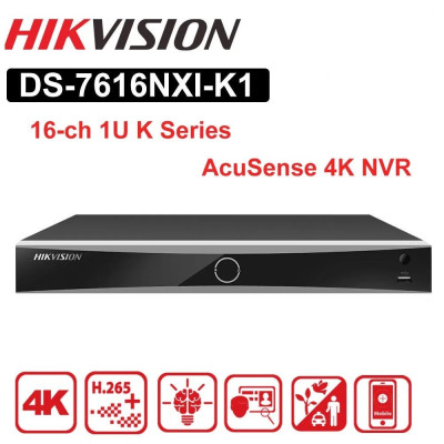Đầu ghi camera IP 16 kênh HIKVISION DS-7616NXI-K1 Ultra HD 4K 12MP AI nhận diện khuôn mặt - Hàng chính hãng