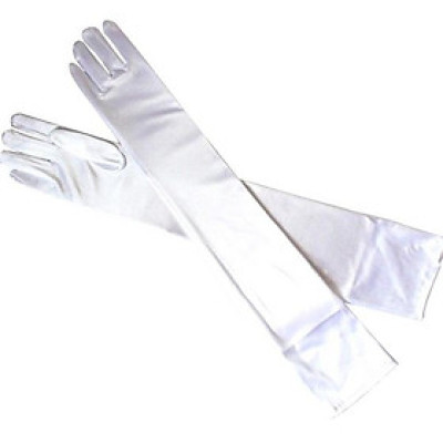 Găng tay thun trơn dài đến bắp tay màu trắng Giangpkc