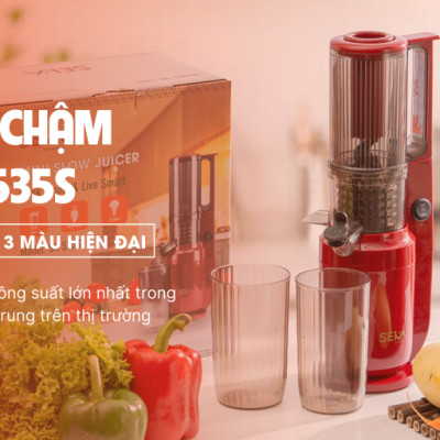Máy Ép Chậm SEKA SK535S - Máy ép trái cây, hoa quả công nghệ Nhật Bản ép kiệt bã, giữ nguyên dưỡng chất - Hàng chính hãng (màu ngẫu nhiên)