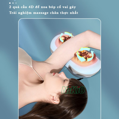 Gối Massage Hồng Ngoại, Mát Xa Cổ Vai Gáy Nikio NK-135DC - Xoa Bóp Chuyên Sâu, Hỗ Trợ Cải Thiện Đau Mỏi Nhanh, Pin Sạc Tiện Lợi