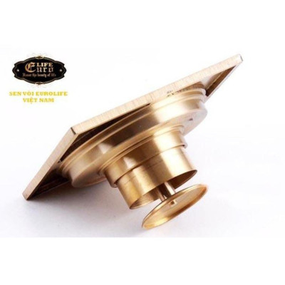 Hố ga thoát sàn Đồng hoa văn 10x10cm Eurolife EL-HG09 (Vàng Đồng)