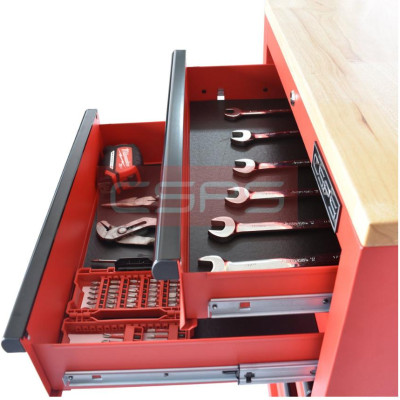 Bộ 2 Tủ dụng cụ CSPS 122cm 2 hộc kéo màu đỏ mặt ván gỗ kèm vách lưới