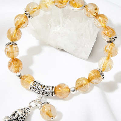 Vòng tay thạch anh tóc vàng phối Tỳ Hưu Ngọc Quý Gemstones