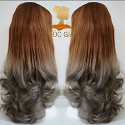 Tóc giả kẹp nửa đầu ombre đủ màu cao cấp- hình thật