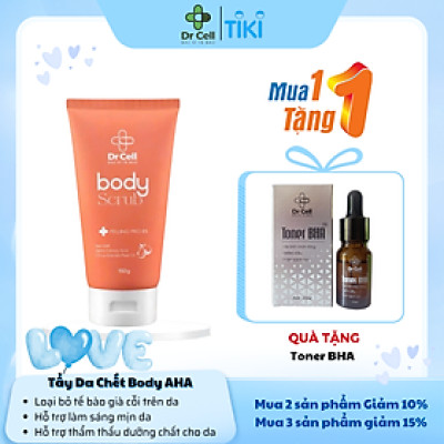 Tẩy Da Chết Body AHA Dr Cell 150g hỗ trợ làm sạch da chết giúp da sáng mịn - Hàng Chính Hãng