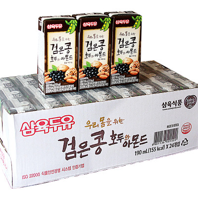 Thùng 24 Hộp Sữa Đậu Đen, Óc Chó, Hạnh Nhân Sahmyook Foods (190ml / Hộp)