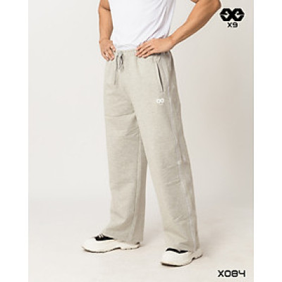 Quần Dài Thể Thao Nam Ống Rộng 2 Sọc Vải Nỉ Cotton Dày Dặn Cao Cấp - X084