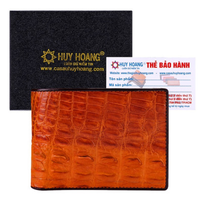 Ví nam Huy Hoàng da cá sấu gai lưng màu đen, nâu đỏ, vàng bò, nâu đất HT2210-11-12-43
