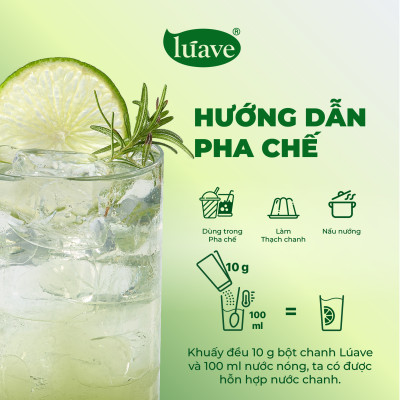 Date T8/2025) Bột chanh Lúave 400g - Tương tương với 8kg chanh tươi, vị chua ổn định, không chất bảo quản