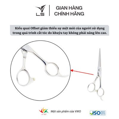 Kéo cắt tóc LS lưỡi thẳng quai offset phẳng đỡ ngón cố định CB12/5.0