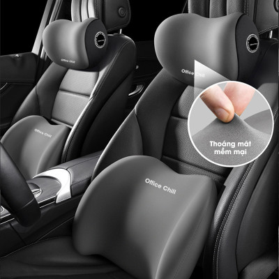 Gối Tựa Đầu Tựa Lưng Cao Cấp Chính Hãng OFFICE CHILL Combo Gối Tựa Lưng Tựa Cổ Ô Tô Ghế Văn Phòng Chất Liệu Cao Su Bảo Hành 90 Ngày