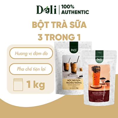 Combo 2 Túi Bột trà sữa thái đỏ + truyền thống 3in1 Déli - 1kg pha chế trà sữa tiện lợi, nhanh chóng