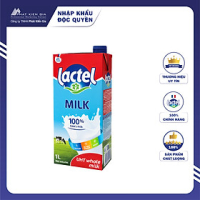 Sữa Tiệt Trùng Nguyên Chất Lactel 1L - Thương Hiệu Pháp, SX Slovenia | Lactel UHT Whole Milk 1L