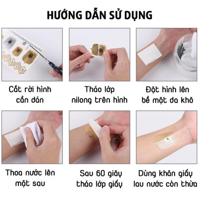 (Chọn mẫu) Hình xăm dán ánh kim, miếng dán xăm nhũ tạm thời henna tatoo vòng tay, băng tay Legaxi
