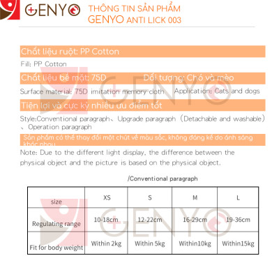 Vòng chống liếm chó mèo dạng gối - Gối chống liếm chó mèo Genyo anti lick 003 ( màu và mẫu giao ngẫu nhiên )