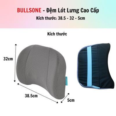 Đệm Lưng Cao Cấp Bullsone - Xám - Hàng chính hãng