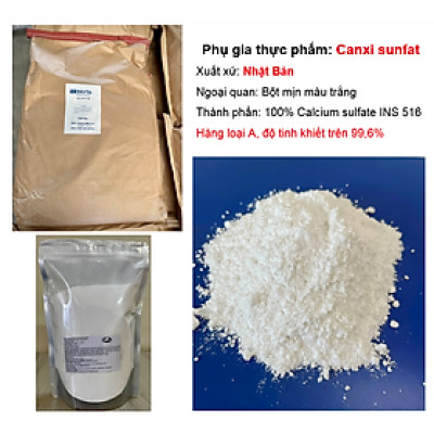 Calcium sulfate Nhật Bản thạch cao tinh khiết 99% dùng trong thực phẩm 1kg