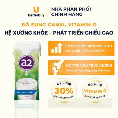 Thùng 24 Hộp Sữa Tươi Nguyên Kem Tiệt Trùng a2 Milk - a2 Milk UHT