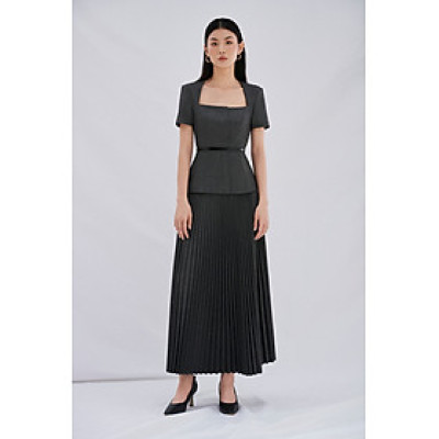 Chân váy chữ A xếp ly quạt Daria thiết kế cao cấp WHITE CHIC