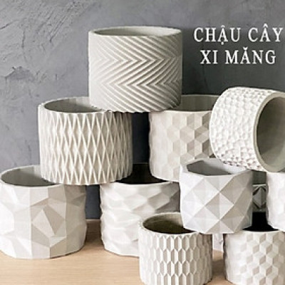 Chậu xi măng cao cấp ORIGAMI, đường kính 15x11cm, chậu trồng cây để bàn làm việc , chậu cây decor văn phòng, quán ăn, ban công  Cement pots