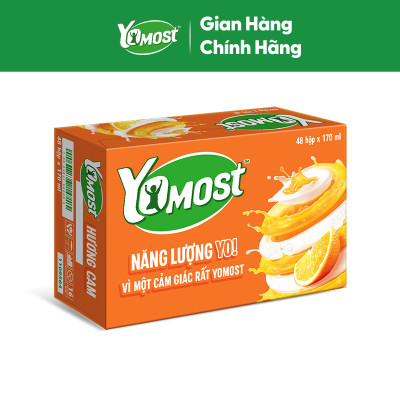 Thùng 48 Hộp Sữa Chua Lên Men Tự Nhiên Yomost Vị Cam (170ml/Hộp)