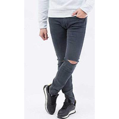 Quần jeans Nam rách gối màu đen QJ105 (Xám chuột )