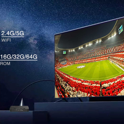 Android tivi box magicsee n5 max x4 Rom 64G Ram 4G  điều khiển giọng nói tiếng Việt kiêm bàn phím chuột bay có đèn nền wifi 2 băng tần bluetooth S905X4 cài sẵn phim, truyền hình cáp miễn phí vĩnh viễn - Hàng nhập khẩu