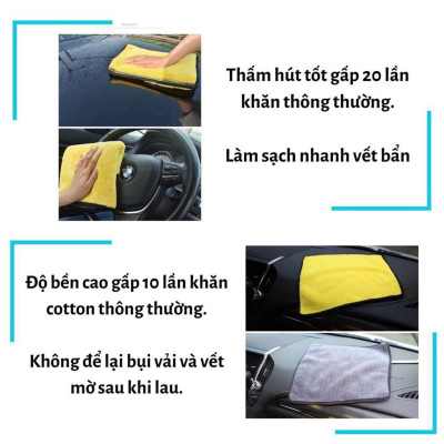 SET 2 Khăn Lau Xe ô tô Chuyên Dụng, Khăn Đa Năng Lau Bếp, Lau Kính Siêu Thấm Không Bị Sơ, An Toàn, Tiện Dụng. Takyhome 5970set2