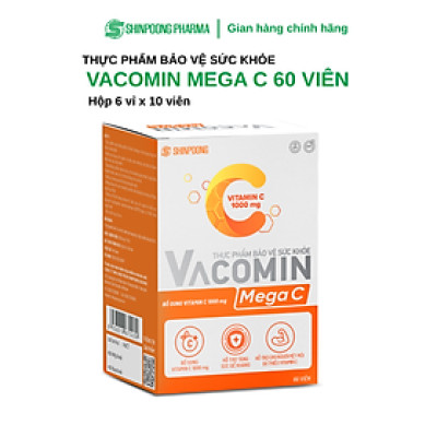 [Hộp 60 Viên] Vacomin Mega C 1000 - Tăng đề kháng, hấp thu sắt, bổ sung năng lượng - SHINPOONG PHARMA