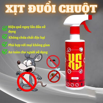 Chai Xịt Đuổi Chuột XS 500ML Xua Đuổi Chuột, Gián, Côn Trùng Nguồn Gốc Thảo Mộc- Xịt Đuổi Chuột, Côn Trùng, An Toàn & Hiệu Quả Cho Người Dùng