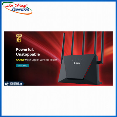 Bộ Phát Wi-Fi 6 D-Link DIR-X3000Z Băng Tần Kép Chuẩn AX3000 Tích Hợp Mesh, MU-MIMO - Hàng Chính Hãng