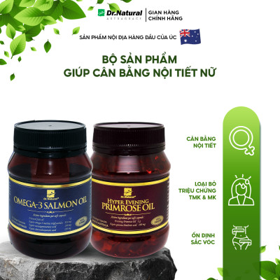Bộ sản phẩm: Viên Dầu Cá Hồi OMEGA 3 SALMON OIL, Viên bổ sung nội tiết nữ HYPER EVENING PRIMROSE OIL