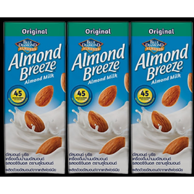 Blue Diamond - Sữa Hạt Hạnh Nhân ALMOND BREEZE Nguyên Chất 180ml x 3 Hộp