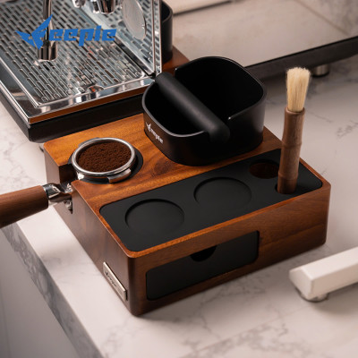 Feepie bàn đế nén cà phê tích hợp đập bã nổi đa năng gỗ óc chó Nam Mỹ