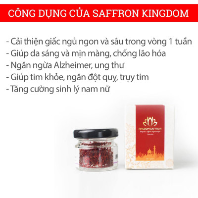 Combo nhụy hoa nghệ tây saffron Kingdom Herb chính hãng thượng hạng 1g x 2 hộp (tặng bình thuỷ tinh cao cấp, táo đỏ, nhíp gắp)