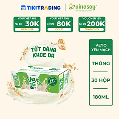 Thùng Veyo Sữa hạt Yến mạch (30 hộp x 180ml)