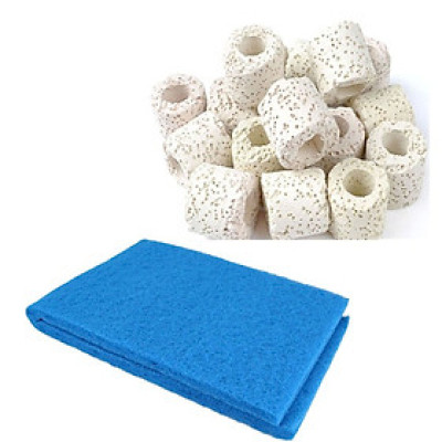 Sứ Lọc túi 1kg + Xốp lọc bể cá 90x30cm vật liệu lọc nước hồ thủy sinh siêu sạch
