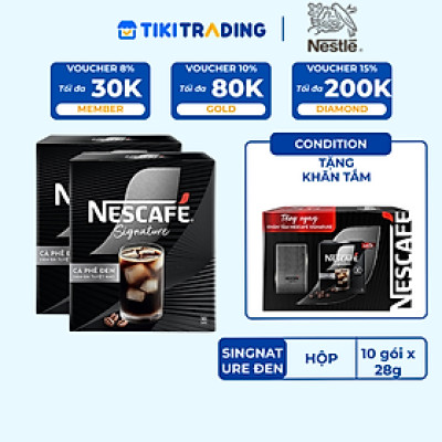 [Tặng 01 Khăn tắm NESCAFÉ Signature] Combo 2 hộp Cà phê đen hòa tan NESCAFÉ Signature Hộp 10 gói ĐẬM ĐÀ TUYỆT HẢO