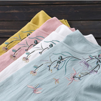 Áo kiểu nữ đẹp, chất liệu Đũi, vải mềm mát,dễ chịu khi mặc, áo kiểu form rộng tay ngắn ale18