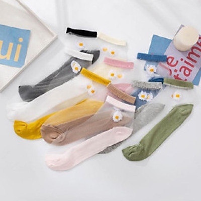 Combo 10 Đôi Tất Nữ/ Vớ Nữ Hoa Cúc Dễ Thương, Lưới Mỏng thông hơi thoáng khí khử mùi mix màu ngẫu nhiên