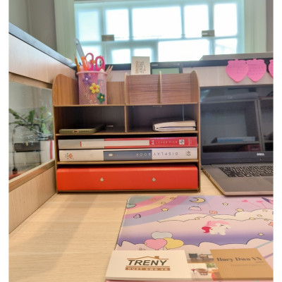 Kệ gỗ, hộp gỗ để bàn, kệ hồ sơ, hộp gỗ đựng tài liệu kết hợp đựng bút, kệ đựng tài liệu bằng gỗ