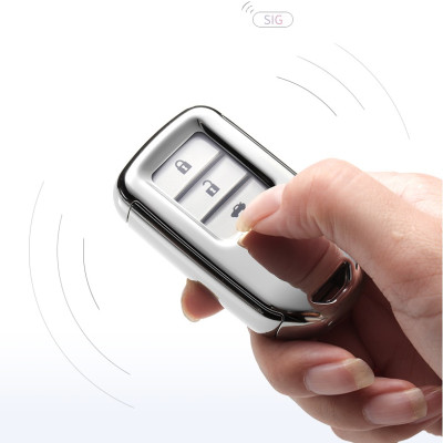 Ốp, bọc chìa khóa silicon màu tráng gương bảo vệ chìa khóa cho xe Honda CR-V, Civic, City…kèm móc đeo INOX