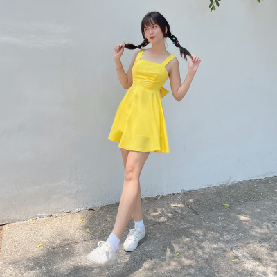 Đầm hai dây bản to thắt nơ lưng Kayline Miều Est.2013