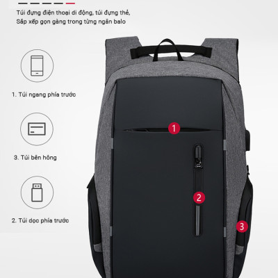 Balo Nam, Nữ Công Sở Đa Năng Teement, Đựng Vừa Laptop - Macbook - Máy Tính Xách Tay, Chất Liệu Vải Cao Cấp Chống Thấm Nước, Chống Xước, Có Cổng Sạc USB Tiện Lợi - Hàng Chính Hãng