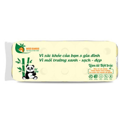 Thùng 10 lốc (100 cuộn) Giấy vệ sinh đa năng có lõi WOOD BAMBOO 3 lớp 1 lốc /10 cuộn