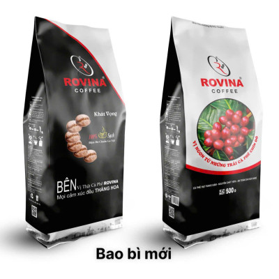 Cà Phê Rovina Khát Vọng -  Pha Máy -  Gói 500gr Nguyên Hạt Với Mùi Vị Đặc Trưng Đúng Vị Thật Của Cà Phê Việt Nam, Vị Đắng Của Robusta, Mùi Thơm Của Arabica