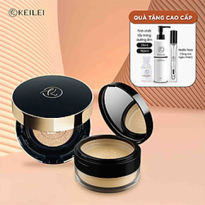 COMBO Phấn phủ kiềm dầu hoàn hảo KEILEI + Phấn nước đa năng 3 trong 1  KEILEI -  3 in 1 Radiance Cushion  KEILEI