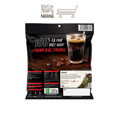 [Tặng bộ 2 ly thủy tinh] Combo 2 Bịch Cà phê đen hòa tan NESCAFE Café Việt (Túi 35 gói x 16g)