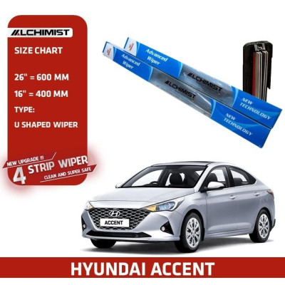 Gạt Mưa Xe Ô tô HYUNDAI Loại Silicon 4 Lưỡi Cao Cấp, Thiết Kế Thông Minh, Gạt Êm Và Sạch Hơn